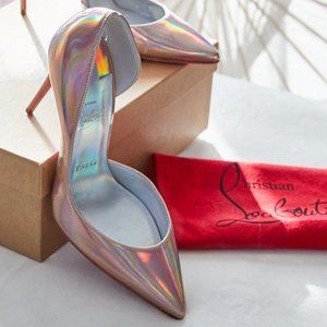 Christian Louboutin Iriza Holographic Patent Leather D'orsay Pumps sz 38